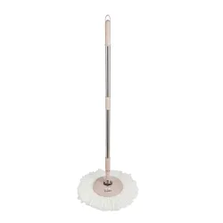 Amazon Brand – Presto! Extendable Stainless Steel Spin Mop Stick with Plate & Microfiber Refill | 123 cm Telescopic Rod 