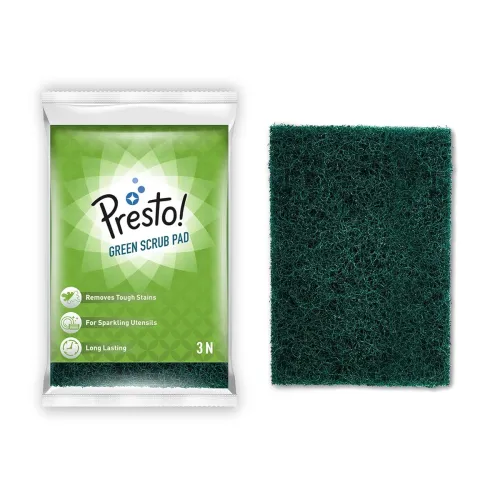 Image of Presto! Green Scrub Pad with 15mm Thickness | 3 x 4 inch, Pack of 3