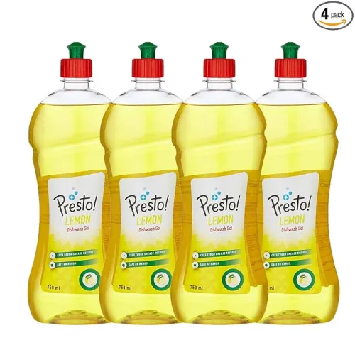 Image of Presto! Lemon Dishwash Gel, 3L (4×750ml), Grease-Cutting
