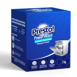 Amazon Brand - Presto! Power Wash Automatic Dishwasher Detergent powder | 4 Kg | 1 Kg X Pack of 4 | Prevents Stains, Rem