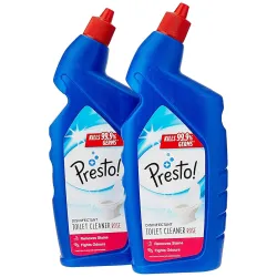 Amazon Brand - Presto! Disinfectant Toilet Cleaner | Rose | 2 Litre | 1 L x 2 Packs | Kills 99.9% Germs | Removes Stains