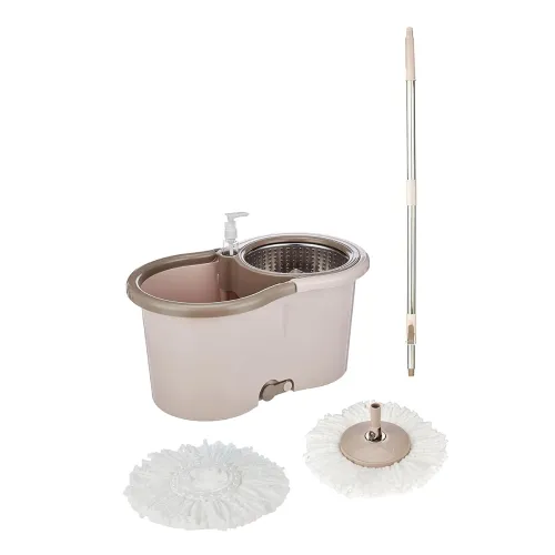 Image of Presto! Spin Mop, Oval Bucket with Steel Basket, Chestnut, 2 Refills