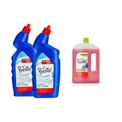 Amazon Brand - Presto! Toilet Cleaner - 1 L (Pack of 2) & Amazon Brand - Presto! Disinfectant Floor Cleaner Floral, 2 L