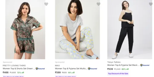 Image of PRETTY LOVING THING Women Sleepwear Starting @ ₹486