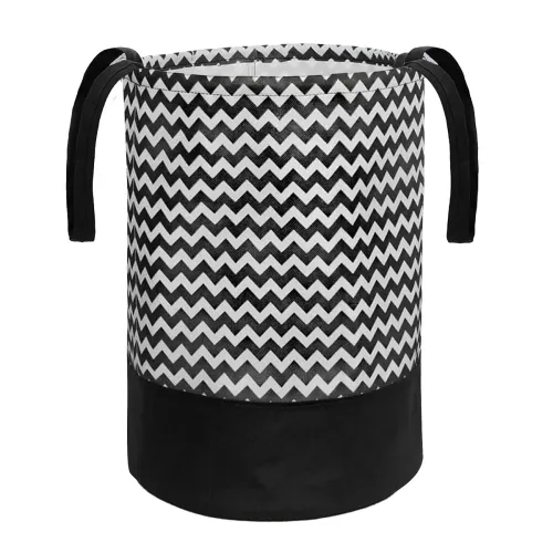 Image of PrettyKrafts 45L Non Woven Wave Printed Round Foldable Large Laundry Bag/Basket