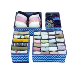 PrettyKrafts 4 Piece Non Woven Foldable Drawer Organizer with Compartments