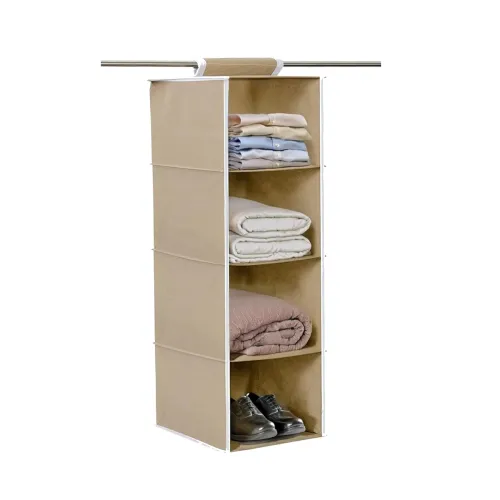 Image of PrettyKrafts 4-Shelf Hanging Wardrobe Organizer 30x30x78cm