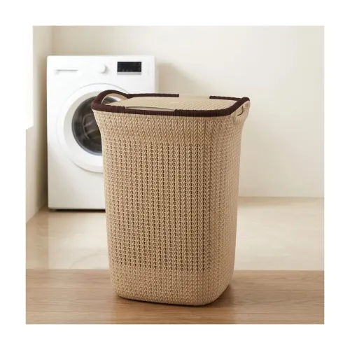 Image of PrettyKrafts 60L Plastic Laundry Basket with Lid | Large Clothes Laundry Basket & Storage Bin | Toy Storage Basket | Mul