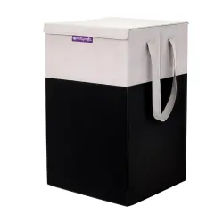 PrettyKrafts 75L Foldable Laundry Bag – Printed, Black