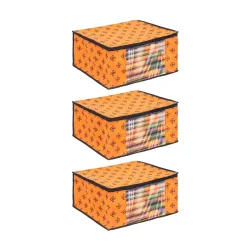 PrettyKrafts Foldable Saree Covers (Set of 3, Orange)