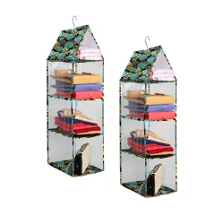PrettyKrafts Hanging Rack 3 Blocks Side Clear Storage Racks (Pack of 2)