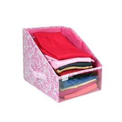 PrettyKrafts Non-Woven Foldable Shirt Stacker Organizer Box (Pink)