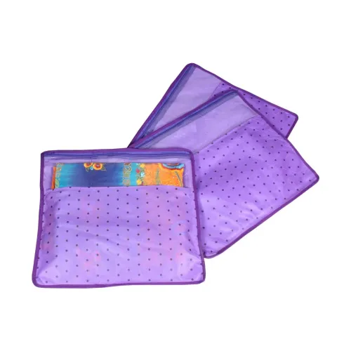 Image of PrettyKrafts Non-Woven Saree Covers - Purple (17x15 Inches, Pack of 3)