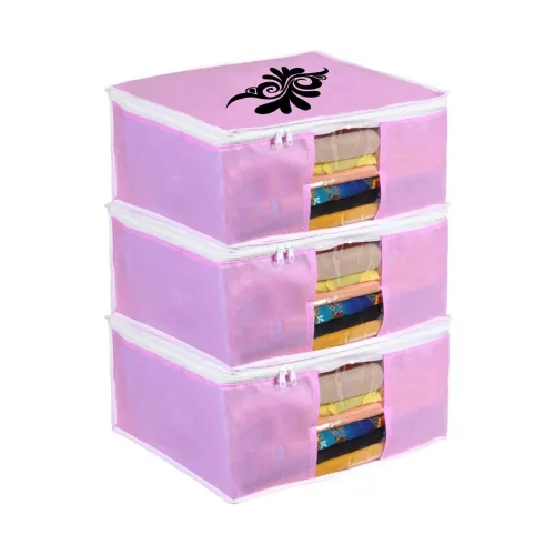 Image of PrettyKrafts Saree Cover Large with creative prints, Saree Storage Bag with Zip, Wardrobe Organiser, Clothes Cover & Sto