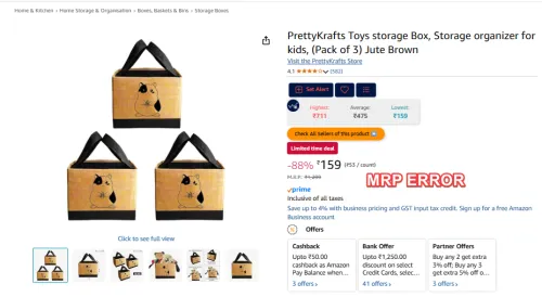 Image of PrettyKrafts Toys storage Box, Storage organizer for kids, (Pack of 3)