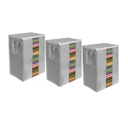 PrettyKrafts XXXL Saree Cover/sari organizer with handles and transparent front Extra Large Sari Cover (Set of 3) JuteGr