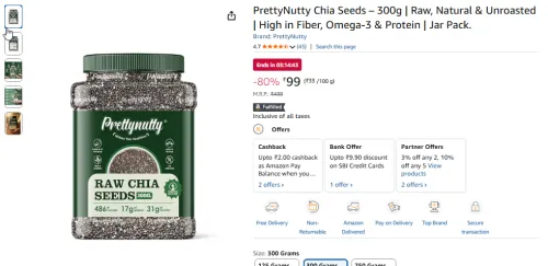 Image of PrettyNutty Chia Seeds – 300g