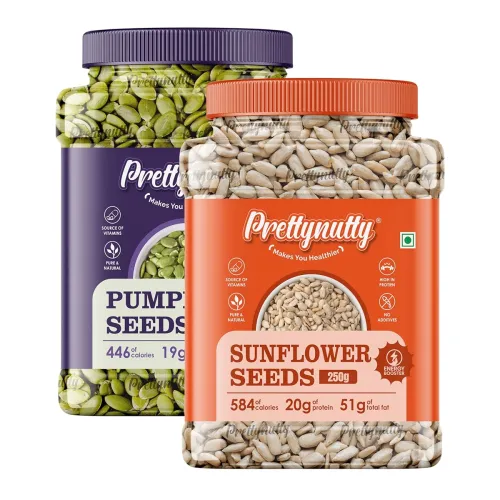 Image of PrettyNutty Raw Pumpkin & Sunflower Seeds Combo | 250g Each (Total 500g) | 