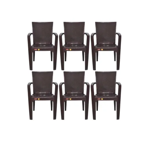 Image of Prima Big Boss 1 Plastic Armchair | Set of 6 | Weather Brown | Rustic Modern