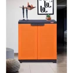 Prima Delta 1 Plastic Cabinet for Shoe Storage | Space Organizer | Shoe Rack | for Living Room Home & Office in Orange &
