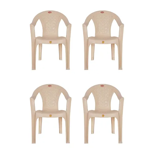 Image of Prima Plastic Chair Set of 4 (Marble Beige) 