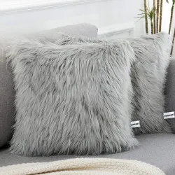 PriMaryHoMe Microfibre Cushion Pack of 2 Solid (Grey)