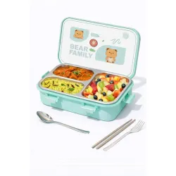 PRIME DEALS Lunch Box Sealed Leakage Proof Stainless Steel Lunch Box with Fork Chopstick&Spoon Lid Office Food Container