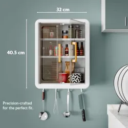 PRIME WELL Wall Mounted Storage Cabinet for Kitchen & Bathroom, Plastic Kitchen Cabinet (Finish Color - White, DIY(Do-It