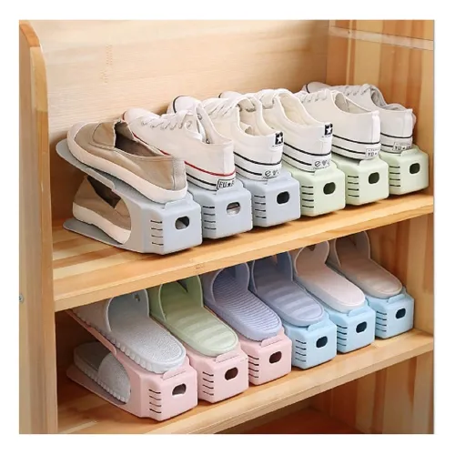 Image of Primelife Plastic Shoe Slots Organizer Space Saver Double Deck Shoe (Pack Of 12) Rack 