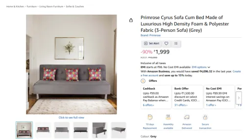 Image of Primrose Cyrus Sofa Cum Bed 