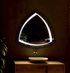 PRINCE ART 21x21 Inch LED Wall Mirror Glass with Touch Sensor Lights for Home Decor HD37 Bathroom Mirror (Round Finish :