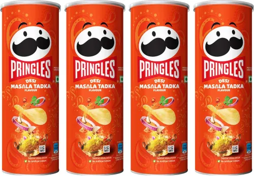 Image of Pringles Potato Chips Desi Masala Tadka Flavor Pack of 4, Crispy Snack for Game Nights Chips (4 x 102 g)