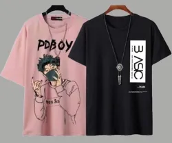 Printed Men Black, Pink T-Shirt