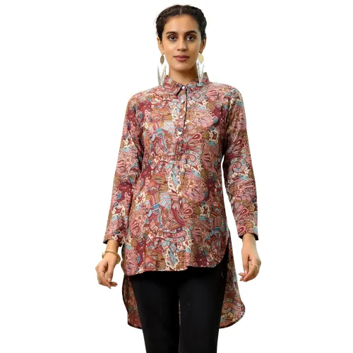 Image of Printed Silk Blend Straight Kurti Suit