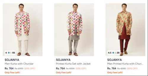 Image of Printed kurta with jacket @ up to 89% discount