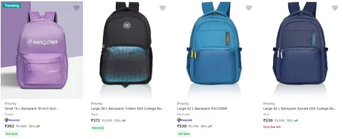 Image of Priority Backpacks at minimum 70% Discount