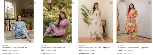 Image of Prisca Women's Ethnic Sets upto 84% Discount