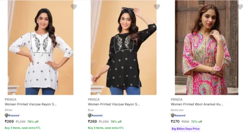 Image of Prisca Women's Kurtas upto 79% Discount