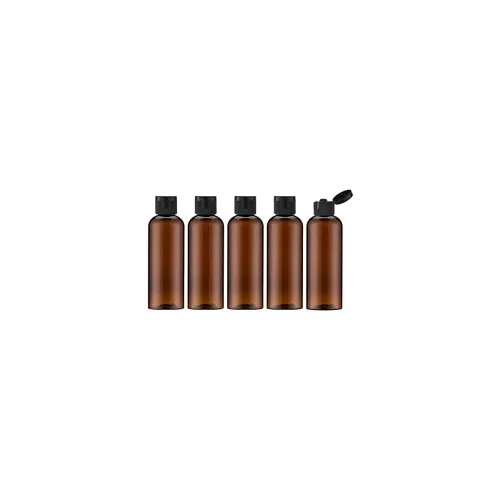 Image of pristu Travel Bottles with Flip Cap Empty Dispenser Container for Travel Size Cosmetics (100ml, 5 Pcs Brown)
