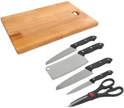 Pritkala 6-Piece Knife Set with Wooden Chopping Board & Scissor