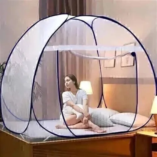 Image of Privine Blue Polyester Double Bed Mosquito Net