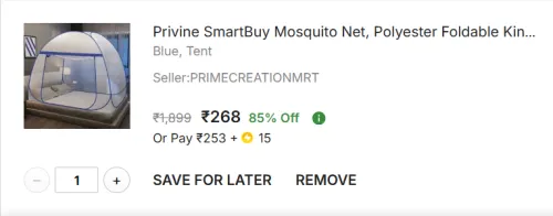 Image of Privine SmartBuy Mosquito Net, Polyester Foldable King Size BedDouble Bed,Queen Size Bed Polyester Washable Adults Mosqu