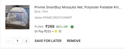 Privine SmartBuy Mosquito Net, Polyester Foldable King Size BedDouble Bed,Queen Size Bed Polyester Washable Adults Mosqu