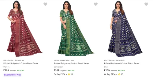 Image of Priyansh Creation Women's Sarees upto 85% Discount