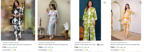 Image of Priyanshi Fashion World Women's Ethnic Sets upto 82% Discount