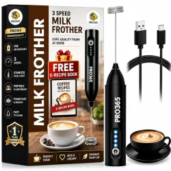PRO365 Quick Charge Drinks, Coffee Frother | E-Recipe Available | 3-Speed | USB Rechargeable | Dual Spring Stirrer | Lattes & Milkshakes | 1 Year Warranty