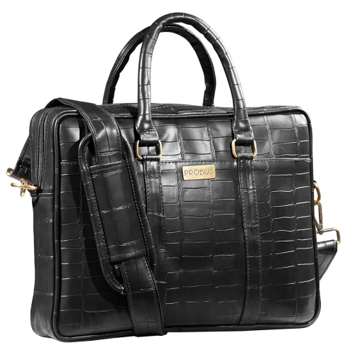 Image of Probus 13-Inch / 14 Inch / 15.6 Inch Vegan Leather Laptop Messenger Bag Sleeve Case Cover for MacBook Office Executive