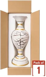 Procyon Metal Flower Vase Decorative Home Decor Living Room Office Flower Pot Iron Vase (16 inch, White)