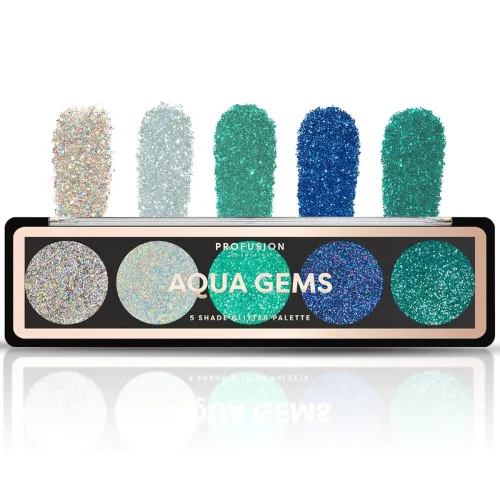Image of Profusion Aqua Gems Glitter Palette – 5 Shades