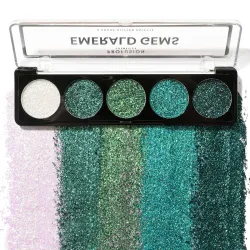 Profusion Cosmetics Emerald Gems 5 Shade Glitter Eyeshadow Palette for Attractive Eye Look - 4.5g